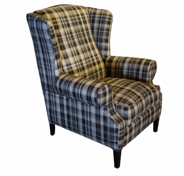 Classic ear armchair Chadderton with tartan fabric - Image 3