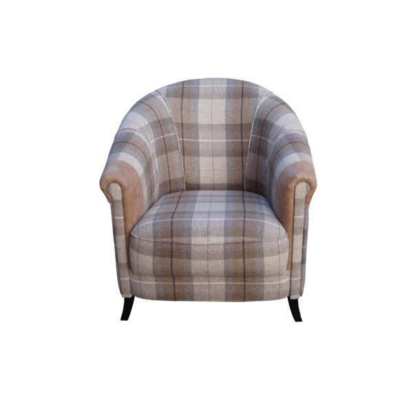 Clubfauteuil Baramore beige ruit.