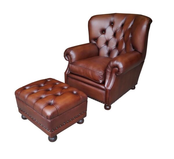 Engelse 'rook' fauteuil Vintage dark brown - Afbeelding 2